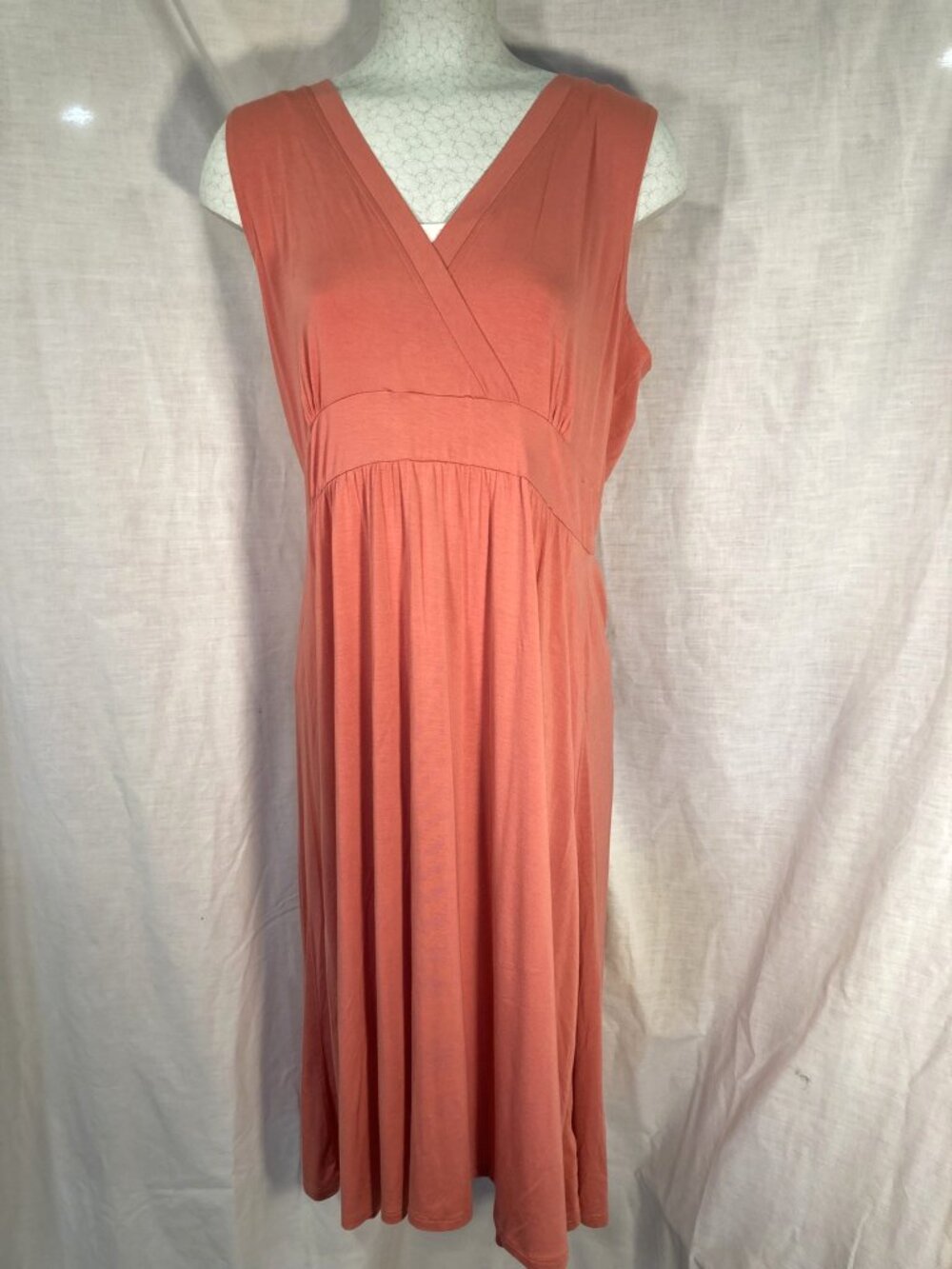 LL Bean Coral Sleeveless Midi Summer Dress